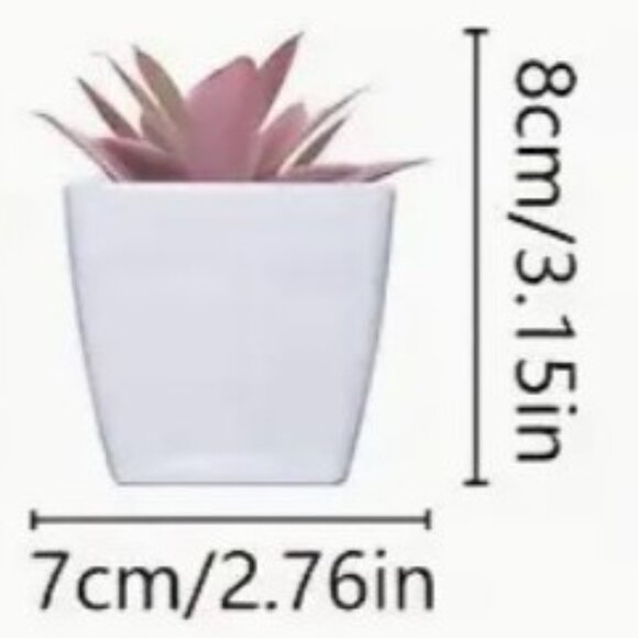 Mini Fake Faux Artificial Pink Succulent Potted Plant in Plastic White Pot - GUC - Picture 10 of 10
